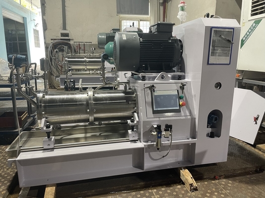 Wearable Wet Grinding Horizontal Bead Mill With PLC Touching Screen Control 4kw