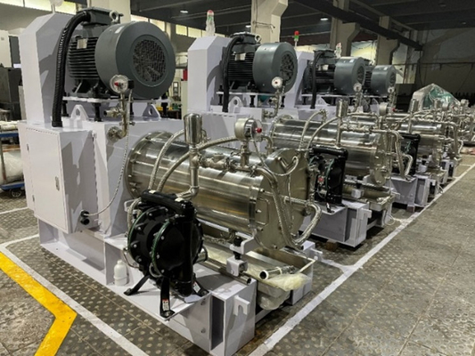 Single Horizontal Bead Mill Machine 250 Liter Grinding For Chemical Fiber Titanium Dioxide