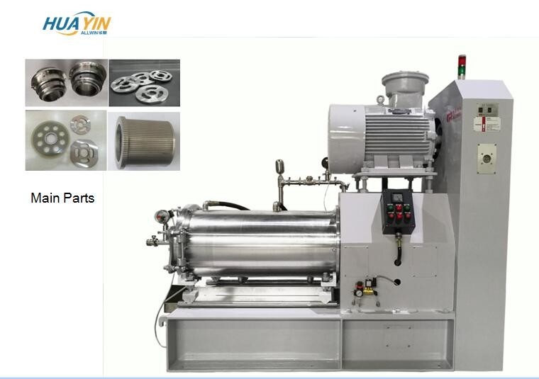 SUS304 100 Litre Wet Bead Milling Button  Disc Type Bead Grinding Machine